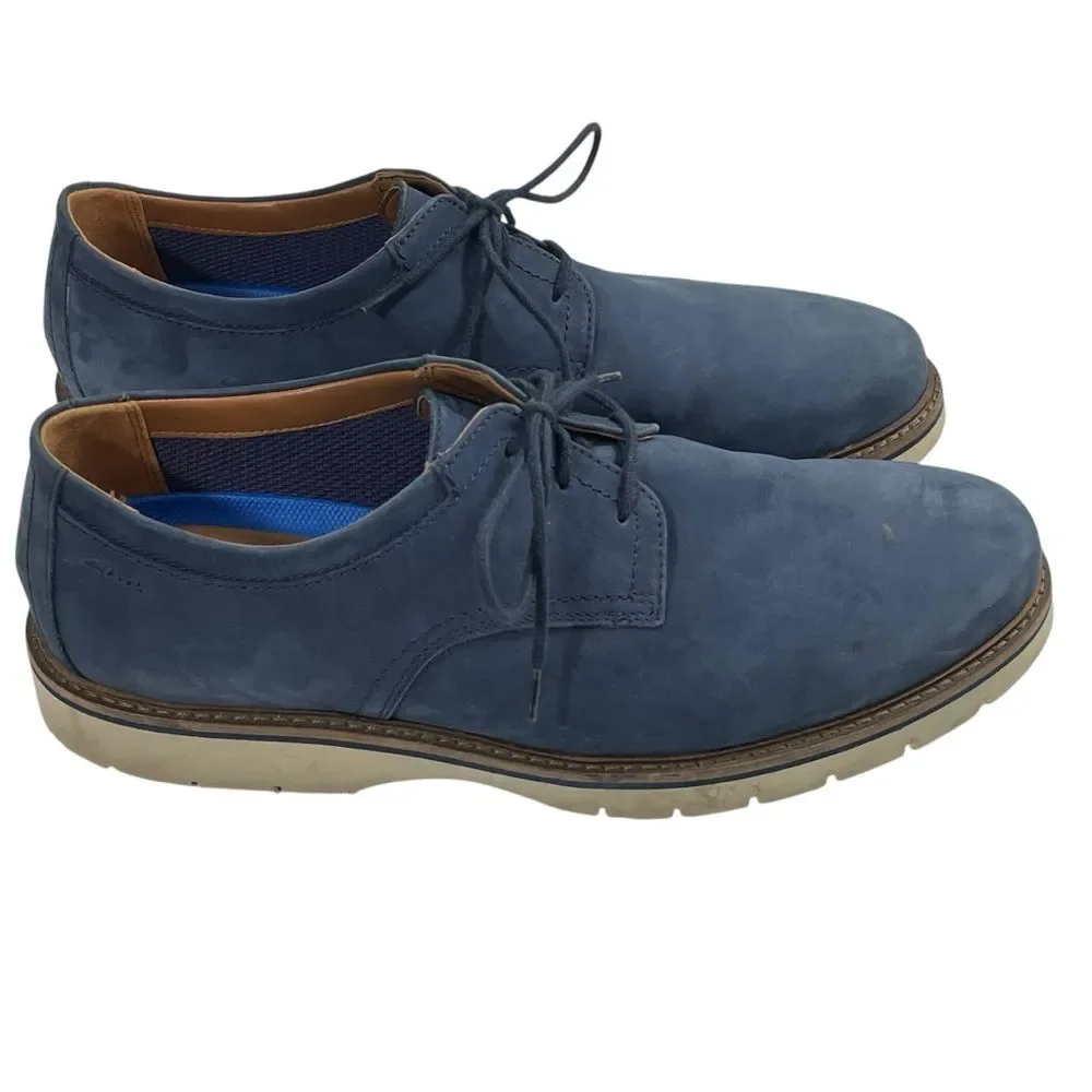 Clarks Bayhill Plain Blue Nubuck Leather‎ Oxfords Men’s Size US 11M / EU 44.5